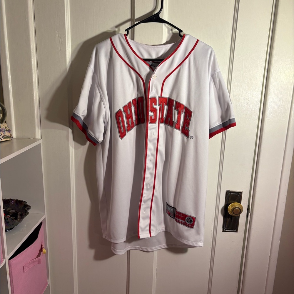 Ohio State White and Red Baseball Jersey